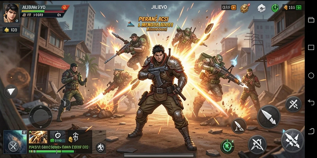 Tampilan pertandingan seru dalam game Action JILIEVO.