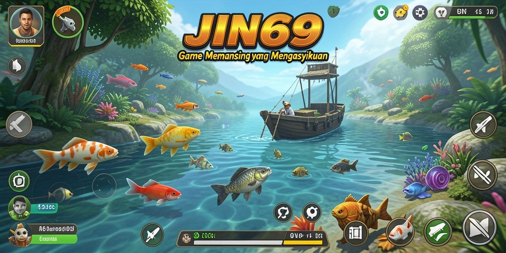 Screenshot JIN69 menampilkan gameplay seru memancing ikan.