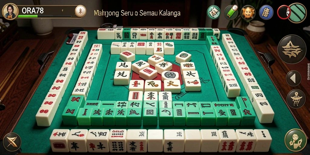 Screenshot gameplay ORA78 menampilkan aksi seru permainan Mahjong.