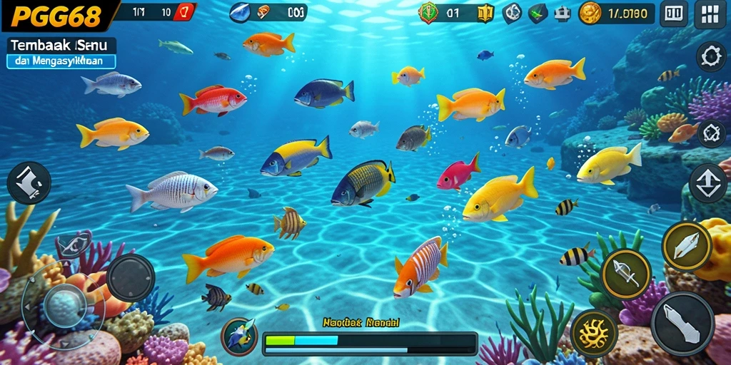 Tampilan gameplay PGG68 dengan aksi tembak ikan yang seru.